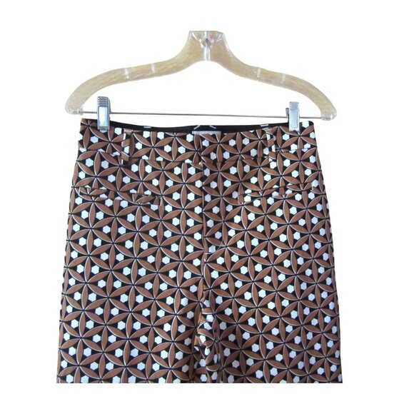 Anthropologie the Essential Collection Geometric Pants Brown/White SZ 6 - Picture 3 of 7